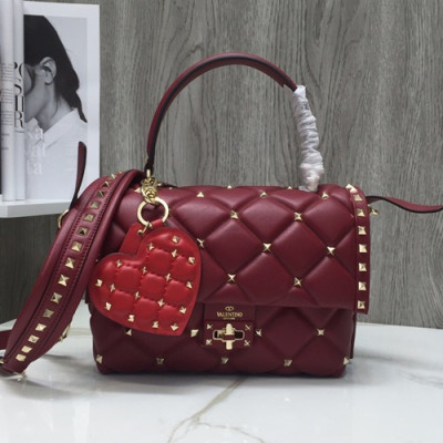 Valentino 2019 Leather Ruckstud Tote Shoudler Bag,23CM - 발렌티노 2019 레더 락스터드 토트 숄더백,0055-VTB0440,23CM,와인