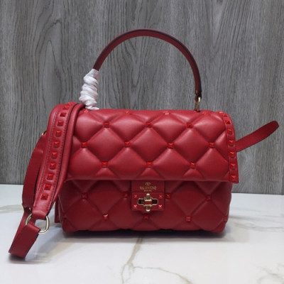 Valentino 2019 Leather Ruckstud Tote Shoudler Bag,23CM - 발렌티노 2019 레더 락스터드 토트 숄더백,0055-VTB0441,23CM,레드