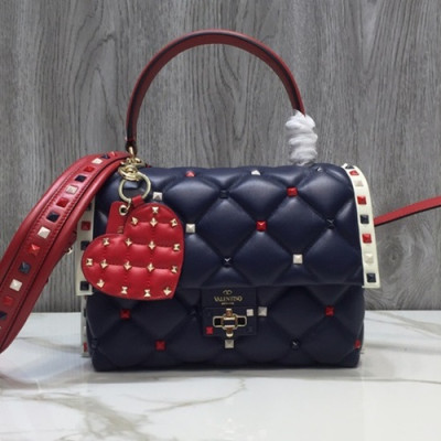 Valentino 2019 Leather Ruckstud Tote Shoudler Bag,23CM - 발렌티노 2019 레더 락스터드 토트 숄더백,0055-VTB0449,23CM,네이비