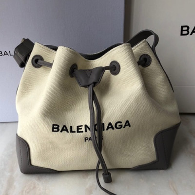 Balenciaga 2019 Canvas & Leather Bucket Shoulder Cross Bag,25CM - 발렌시아가 2019 캔버스&레더 버킷 숄더 크로스백,BGB0040,25CM,베이지+그레이