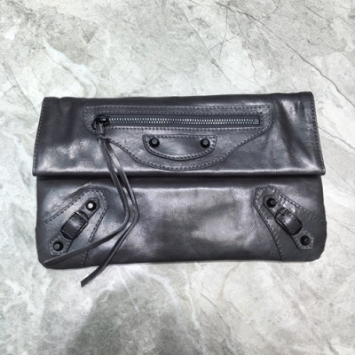 Balenciaga 2019 Leather Clutch Bag,30CM - 발렌시아가 2019 레더 여성용 클러치백, BGB0151, 30cm,다크그레이