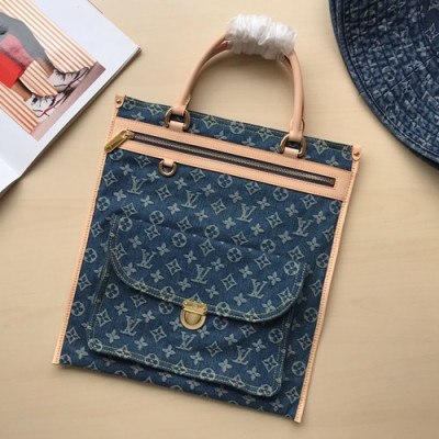 [실용성200%]Louis Vuitton 2019 Supreme  Monogram Denim Tote Bag - 루이비통 2019 수프림 모노그램 남여공용 데님 토트백 LOUB1166,블루