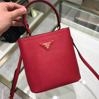 Prada 2019 Double Small Saffiano Tote Shoulder Bag,18cm - 프라다 2019 여성용 두블레 스몰 사피아노 토트 숄더백 ,1BA217-2,18cm,레드