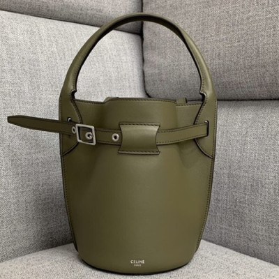 Celine 2019 Leather Nano Bigbag Bucket Tote Shoulder Bag,21CM - 셀린느 2019 레더 나노 빅백 버킷 토트 숄더백 ,189750-8,21CM,올리브