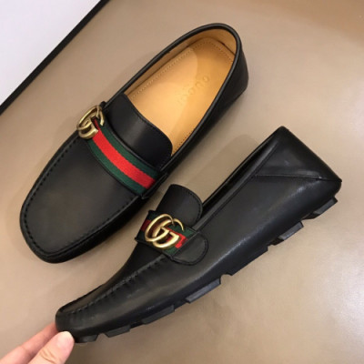 Gucci 2019 Mens Metal GG Logo Strap Leather Drive Loafer- 구찌 남성 메탈 GG로고 스트랩 레더 드라이브 슈즈 Guc01044x.Size(240 - 275).블랙