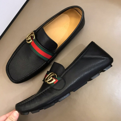 Gucci 2019 Mens Metal GG Logo Strap Leather Drive Loafer- 구찌 남성 메탈 GG로고 스트랩 레더 드라이브 슈즈 Guc01047x.Size(240 - 275).블랙