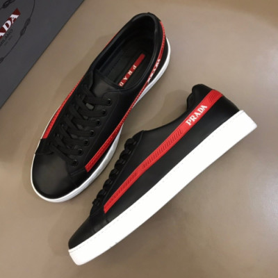 Prada 2019 Mens Business Logo Leather Sneakers - 프라다 남성 비지니스 로고 레더 스니커즈 Pra0580x.Size(240 - 265).블랙