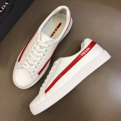 Prada 2019 Mens Business Logo Leather Sneakers - 프라다 남성 비지니스 로고 레더 스니커즈 Pra0624x.Size(240 - 265).화이트