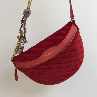 Balenciaga 2019 Velvet Belt Bag ,27CM - 발렌시아가 2019 남여공용 벨벳 벨트백,BGB0198,27CM,레드