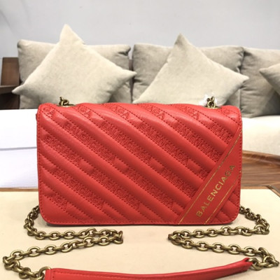 Balenciaga 2019 Leather Chain Shoulder Bag,22CM - 발렌시아가 2019 레더 체인 숄더백,BGB0259,22CM,레드