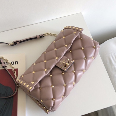 Valentino 2019 Leather Garavani CandyStud Chain Shoudler Bag,27CM - 발렌티노 2019 레더 가라바니 캔디스터드 체인 숄더백,VTB0486,27CM,핑크