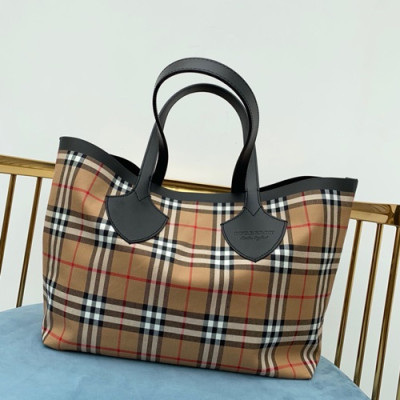 Burberry Giant Canvas Reversible Tote Shoulder Shopper Bag, 51cm - 버버리 자이언트 캔버스 리버서블 남여공용 토트 숄더 쇼퍼백,BURB0118,51cm,브라운+레드