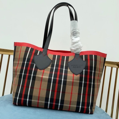 Burberry Giant Canvas Reversible Tote Shoulder Shopper Bag, 51cm - 버버리 자이언트 캔버스 리버서블 남여공용 토트 숄더 쇼퍼백,BURB0119,51cm,브라운+옐로우