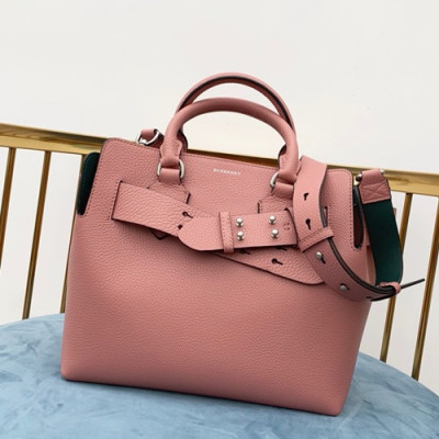 [럭셔리]Burberry 2019 Leather Tote Shoulder Bag, 28cm - 버버리 2019 레더 토트 숄더백,BURB0144,28cm,핑크