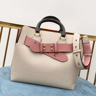 Burberry 2019 Leather Tote Shoulder Bag, 28cm - 버버리 2019 레더 토트 숄더백,BURB0145,28cm,아이보리+핑크