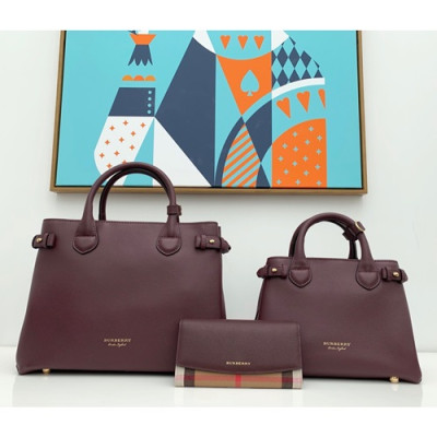 Burberry 2019 Leather Banner Tote Shoulder Bag, 26/34cm - 버버리 2019 레더 배너 토트 숄더백,BURB0207,26/34cm,퍼플와인