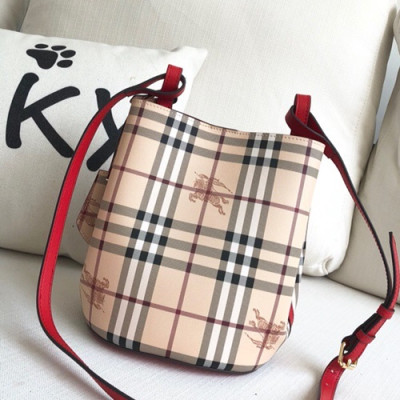 [귀여움 뿜뿜]Burberry 2019 Check Bucket Shoulder Bag, 23.5cm - 버버리 2019 체크 버킷 숄더백,BURB0217,23.5cm,레드