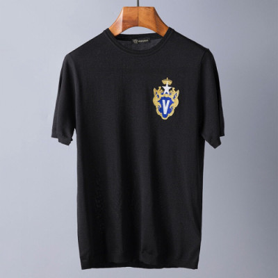 Versace 2019 Mens Logo Cotton Short Sleeved Tshirt - 베르사체 남성 로고 코튼 반팔티 Ver0223x.Size(m - 3xl).2컬러(블랙/화이트)