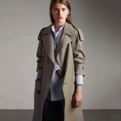 Burberry 2019 Ladies The Kensington Cotton Trench Coat - 버버리 여성 켄징턴 코튼 트렌치 코트 Bur0745x.Size(s - xl).카키