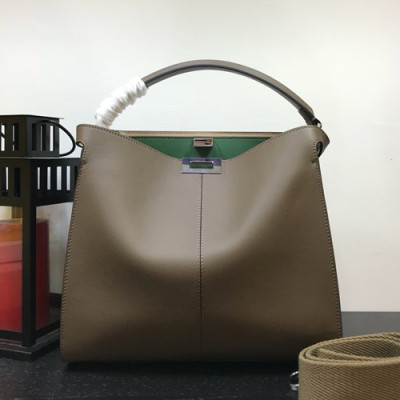 Fendi 2019 Leather Tote Bag ,30/43CM - 펜디 2019 레더 여성용 토트백  FENB0147,30/43CM,카키브라운