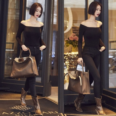 Fendi 2019 Leather Tote Bag ,43CM - 펜디 2019 레더 여성용 토트백  FENB0152,43CM,브라운 - 고준희