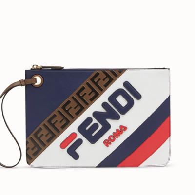 Fendi 2019 Leather Clutch Bag ,29.5CM - 펜디 2019 레더 남여공용 클러치백 FENB0262,29.5CM,화이트+네이비