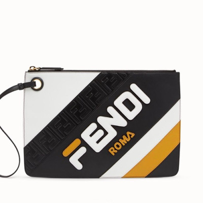 Fendi 2019 Leather Clutch Bag ,29.5CM - 펜디 2019 레더 남여공용 클러치백 FENB0263,29.5CM,블랙+화이트