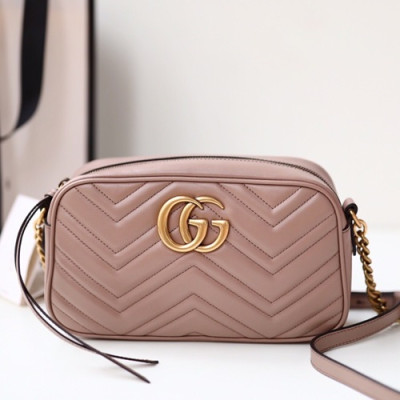 [한정특가]Gucci Marmont Matlase Leather Camera Shoulder Bag,24CM - 구찌 마몬트 마틀라세 레더 카메라 숄더백 447632,GUB0551,24cm,베이지핑크