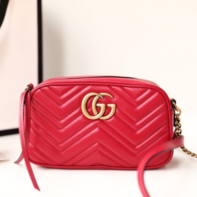 Gucci Marmont Matlase Leather Camera Shoulder Bag,24CM - 구찌 마몬트 마틀라세 레더 카메라 숄더백 447632,GUB0552,24cm,레드