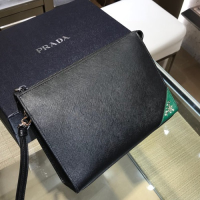 Prada 2019 Saffiano Mens Clutch Bag ,24CM - 프라다 2019 사피아노 남성용 클러치백 2NE009-5,24CM,블랙+그린