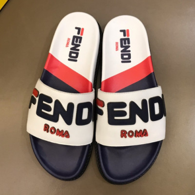 [여름추천템]Fendi 2019 Mens Logo Leather Slipper - 펜디 남성 로고 레더 슬리퍼 Fen0239x.Size(240 - 275).네이비