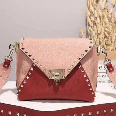 Valentino 2019 Leather Shoudler Bag,25CM - 발렌티노 2019 여성용 레더 숄더백 ,VTB0498,25CM,레드+핑크