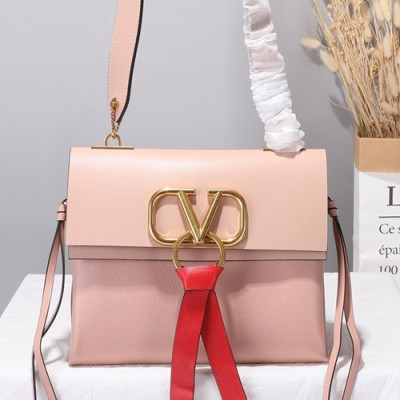 Valentino 2019 V-ring Leather Shoudler Bag,24CM - 발렌티노 2019 브이링 여성용 레더 숄더백 ,VTB0511,24CM,핑크