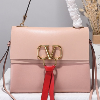 Valentino 2019 V-ring Large Leather Shoudler Bag,28.5CM - 발렌티노 2019 브이링 라지 여성용 레더 숄더백 ,VTB0512,28.5CM,핑크