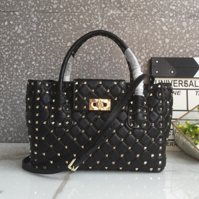 Valentino 2019 Leather Garavani Rockstud Tote Shoudler Bag,28CM - 발렌티노 2019 레더 가라바니 락스터드  토트 숄더백,VTB0519,28CM,블랙