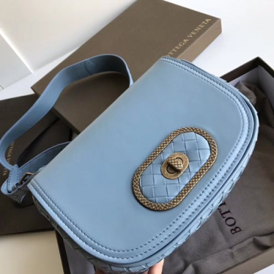 Bottega Veneta 2019 Leather Shoulder Bag,21cm - 보테가 베네타 2019 레더 여성용 숄더백,1159,BVB0203,21cm,스카이블루