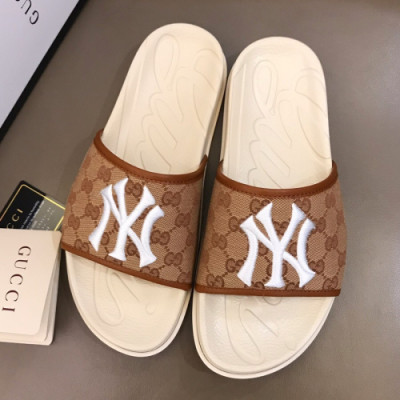 [특가추천템]Gucci 2019 Mens Logo Leather Slipper - 구찌 남성 로고 레더 슬리퍼 Guc01103x.Size(240 -  275).브라운