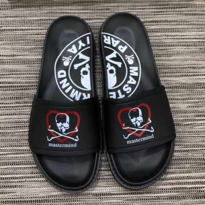 Mastermind 2019 Mens Skull Logo Leather Slipper - 마스터마인드 남성 스컬 로고 레더 슬리퍼 Mas0015x.Size(240 - 275).블랙