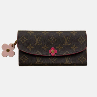 Louis Vuitton 2019 Ladies Monogram Emilie Wallet M64202 - 루이비통 모노그램 에밀리 월릿 장지갑 LOUW0086.Size(19cm).브라운+핑크