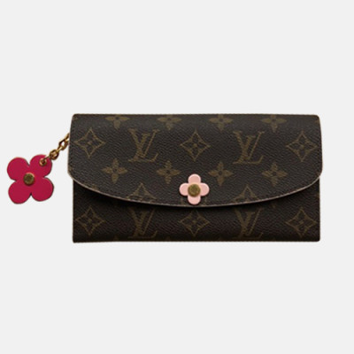 Louis Vuitton 2019 Ladies Monogram Emilie Wallet M64202 - 루이비통 모노그램 에밀리 월릿 장지갑 LOUW0087.Size(19cm).브라운+핫핑크