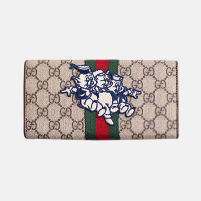 Gucci 2019 Continental Wallet With Three Little Pigs  557803 - 구찌 아기 돼지 삼형제 컨티넨탈 장지갑  GUW0022.Size(19.5CM).브라운