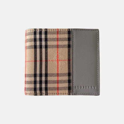 Burberry 2019 Check Leather Wallet - 버버리 체크 레더 남성용 반지갑 BURW0002.Size(10CM).그레이