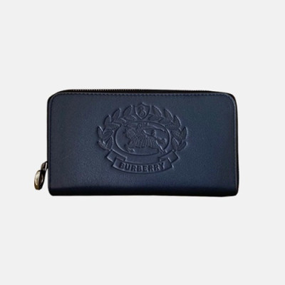 Burberry 2019 Leather Zip Round Wallet - 버버리 남여공용 레더 지퍼 라운드 장지갑 BURW0038.Size(19CM).네이비