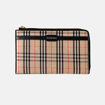 Burberry 2019 Leather Zip Round Wallet - 버버리 남여공용 레더 지퍼 라운드 장지갑 BURW0053.Size(21.5CM).블랙