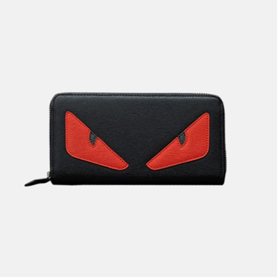 Fendi 2019 Leather Zip Round Wallet - 펜디 남여공용 레더 지퍼 라운드 장지갑 FENW0027.Size(19cm).블랙