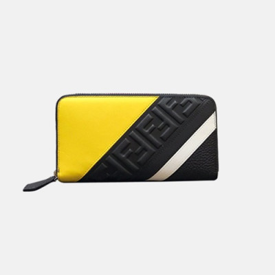 Fendi 2019 Leather Zip Round Wallet - 펜디 남여공용 레더 지퍼 라운드 장지갑 FENW0078.Size(19cm).블랙