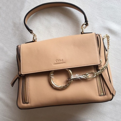 Chole 2019 Faye Leather Tote Shoulder Bag, 28cm -  끌로에 2019 페이 레더 토트 숄더백,CLB0074,28cm,베이지핑크