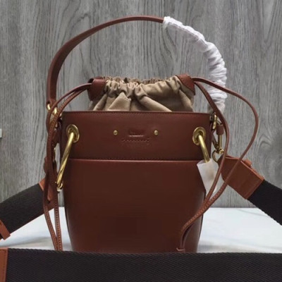 Chole 2019 Roy Leather Bucket Tote Shoulder Bag, 20cm -  끌로에 2019 로이 레더 버킷 토트 숄더백,CLB0097,20cm,브라운