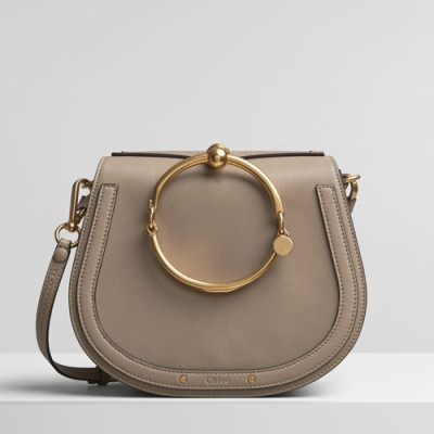 Chole 2019 Nile Large Leather Shoulder Bag, 24cm -  끌로에 2019 나일 라지 레더 숄더백,CLB0106,24cm,그레이