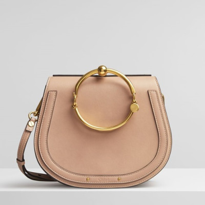 Chole 2019 Nile Large Leather Shoulder Bag, 24cm -  끌로에 2019 나일 라지 레더 숄더백,CLB0107,24cm,베이지핑크